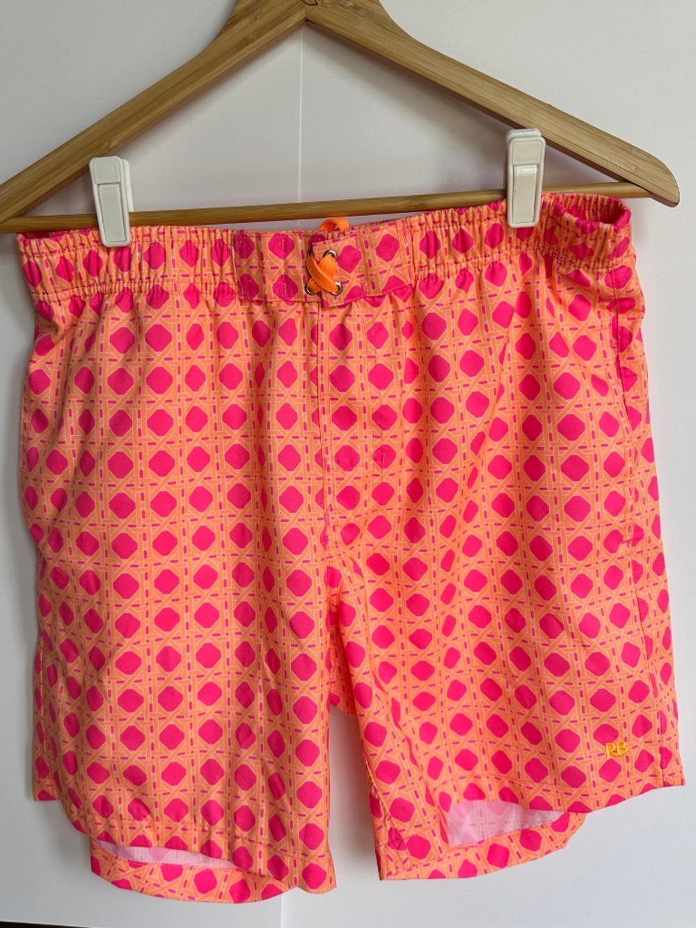 Rugged Butts Men's‎ Classic Swim Trunks in Neon Sherbert Cane - NWOT
